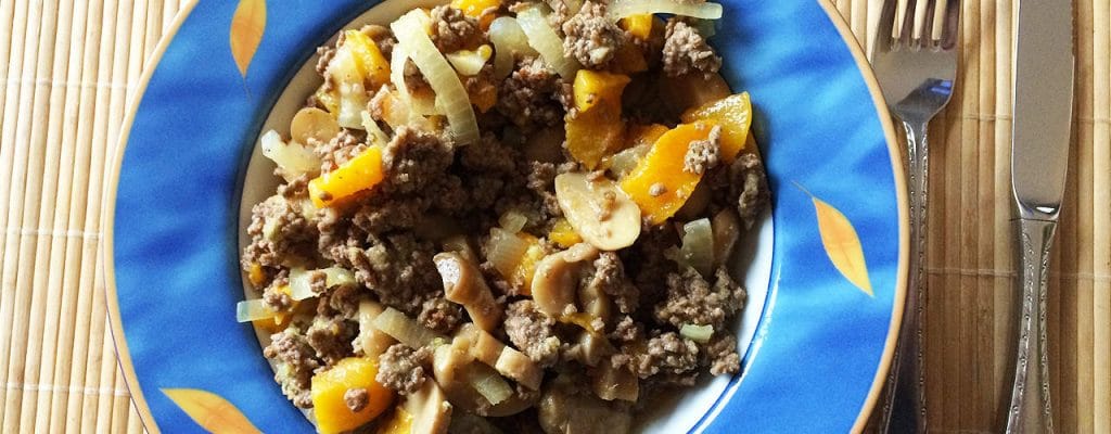 Angie: Fast 20 Kilo abgenommen 2 Angies Sanguinum Rezept: Rindergehacktes mit Gemüse und Obst