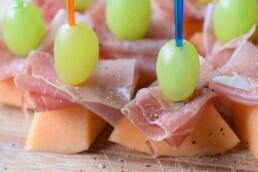 Melone-Schinken-Spießchen 1 Melone-Schinken-Spieße